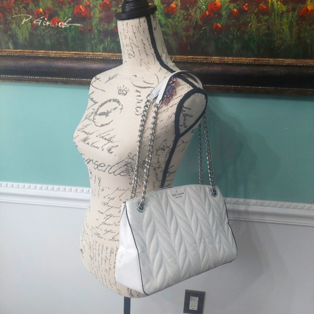 Kate spade medium white quilted convertible shoulder bag